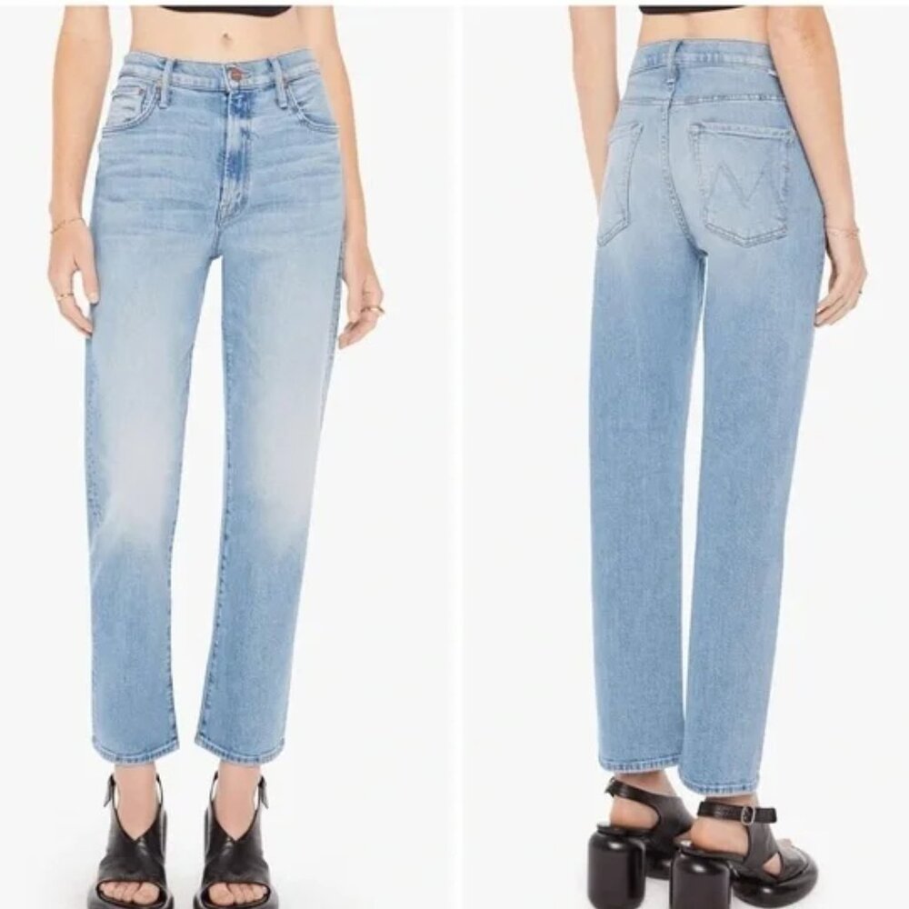 Mother The Ditcher Crop Jeans Size 31 Straight Leg Zip Flood Love On The Beat